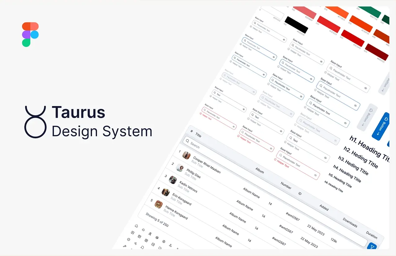 Taurus UI library showcasing a comprehensive Figma design system
