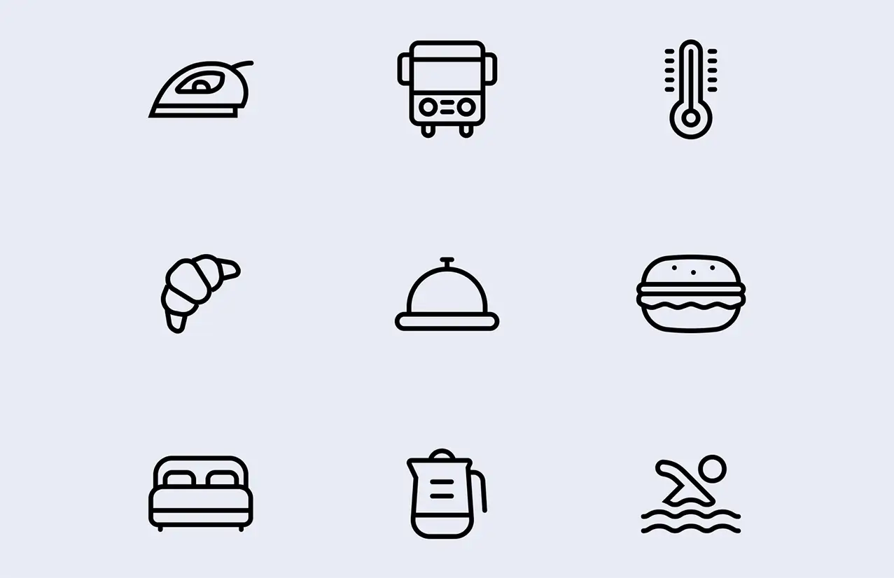 Custom linear and solid icons for mobile app interface