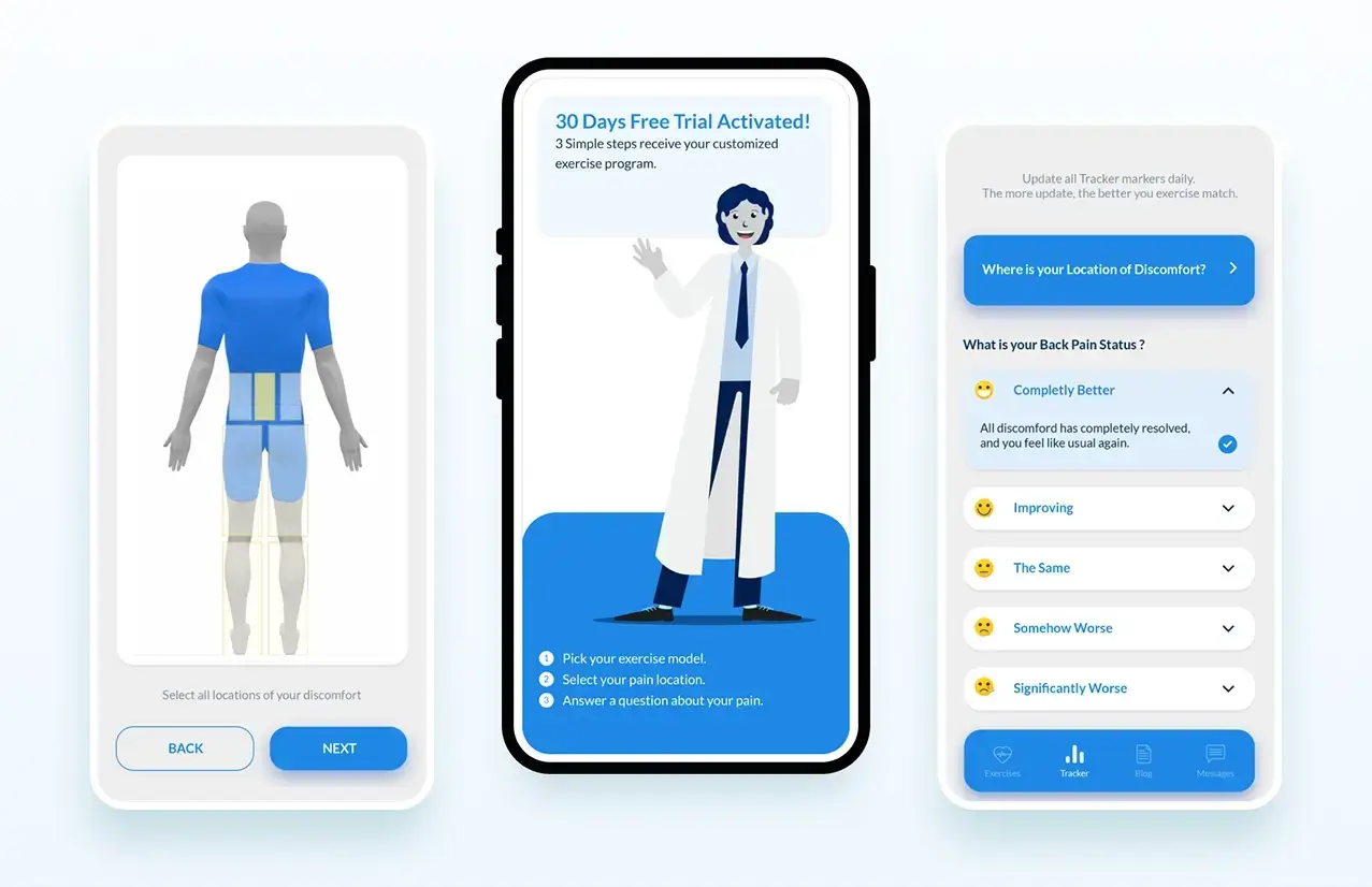 Atlas Health mobile app UI design for medical guidance