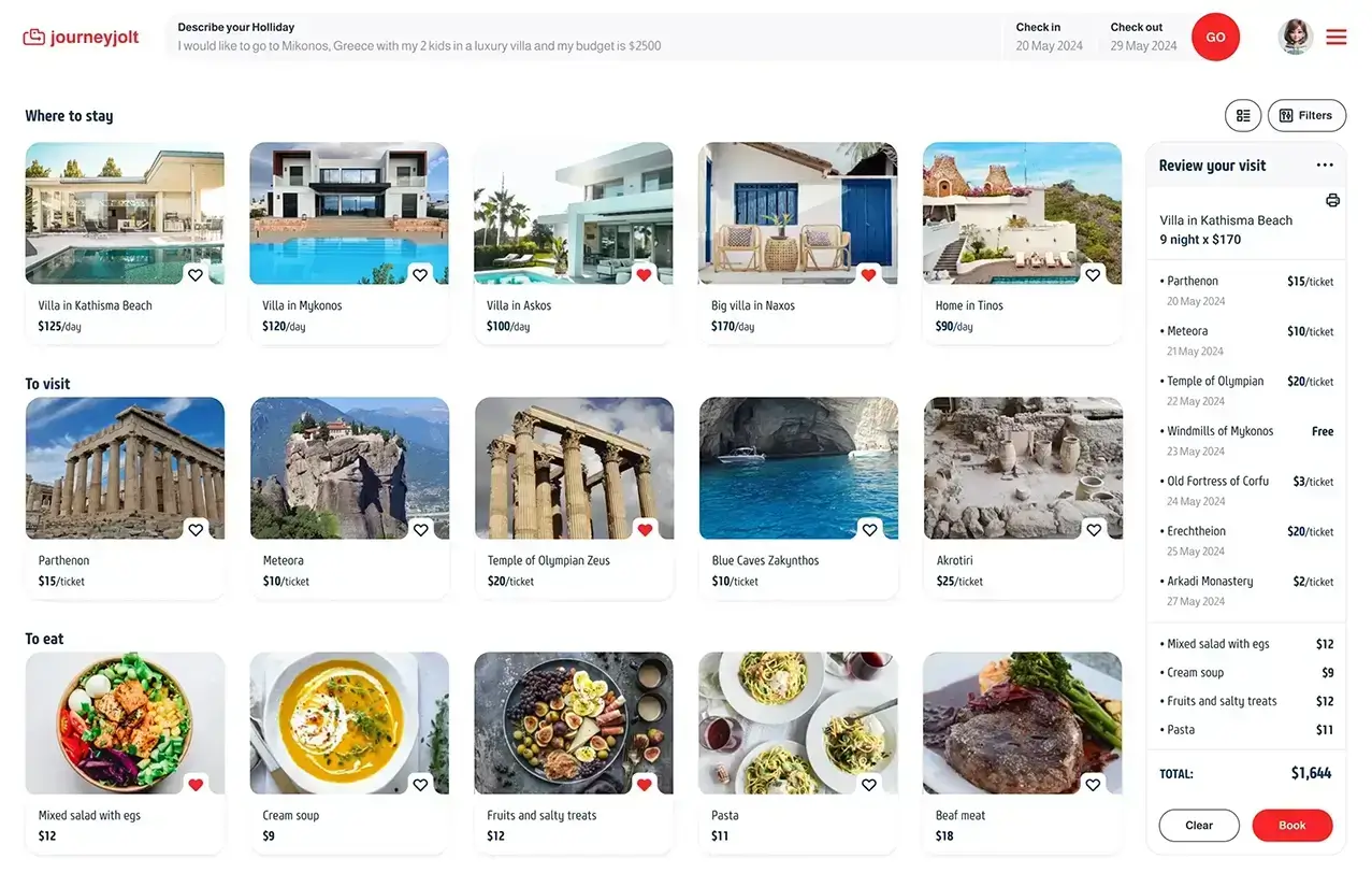 Mobile booking app UI interface design