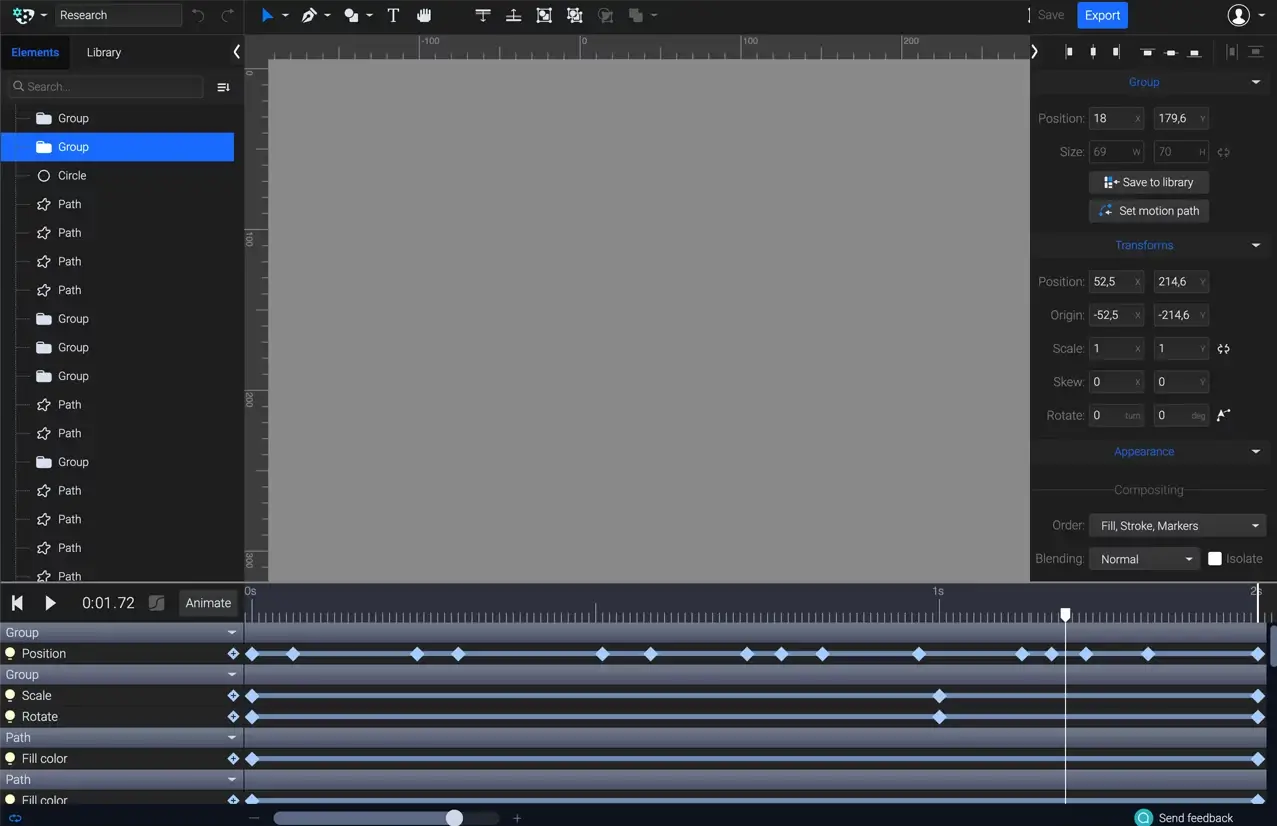Motion design and animation example