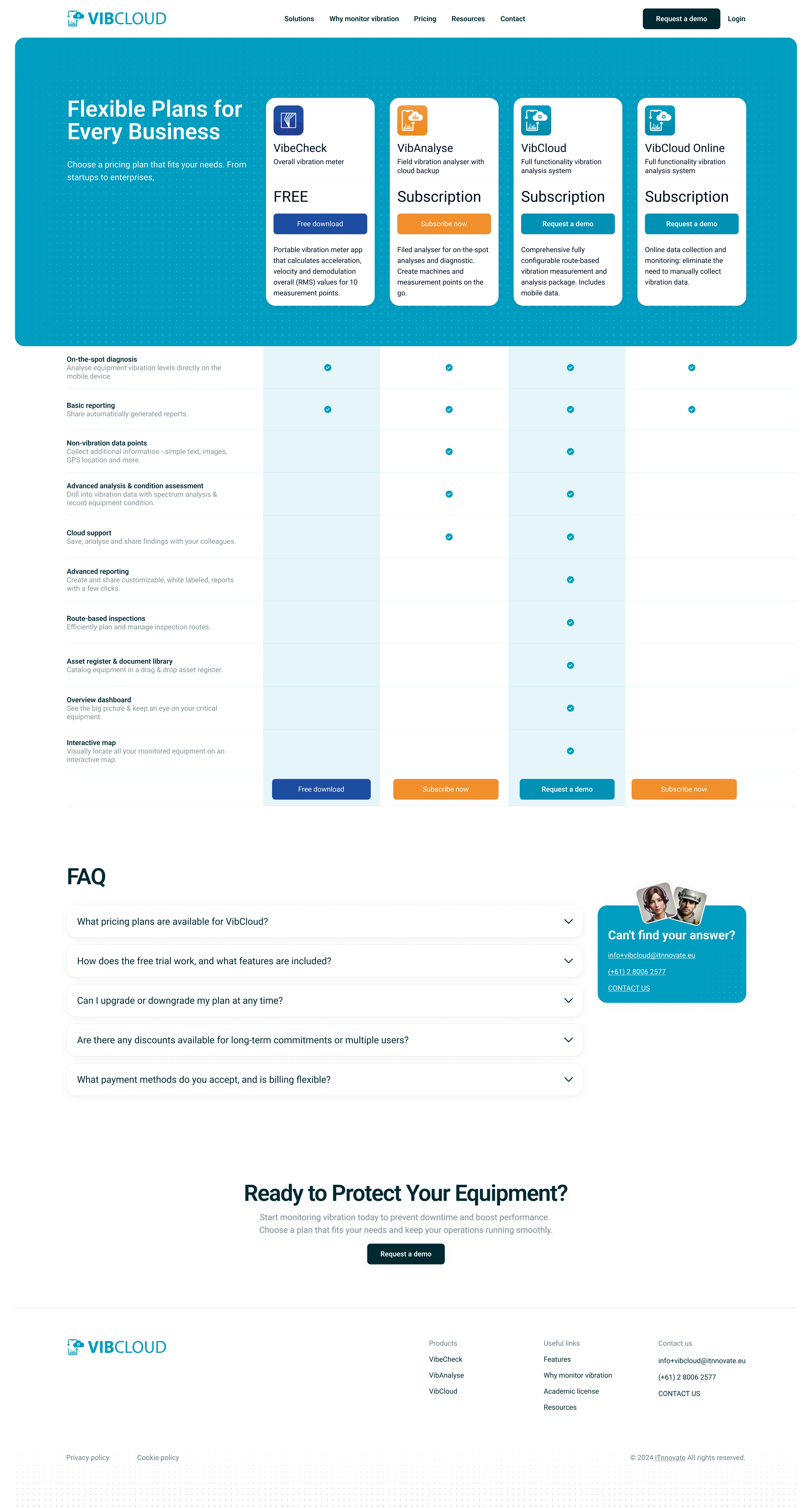 VibCloud SaaS pricing page design